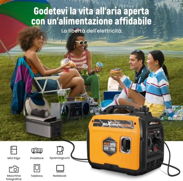 maXpeedingrods 3500W Portable Inverter Generator, RV Ready, for Outdoor Camping, Caravans, Events, Commercial Mobile Power, Backup, Gas Nibeza Style