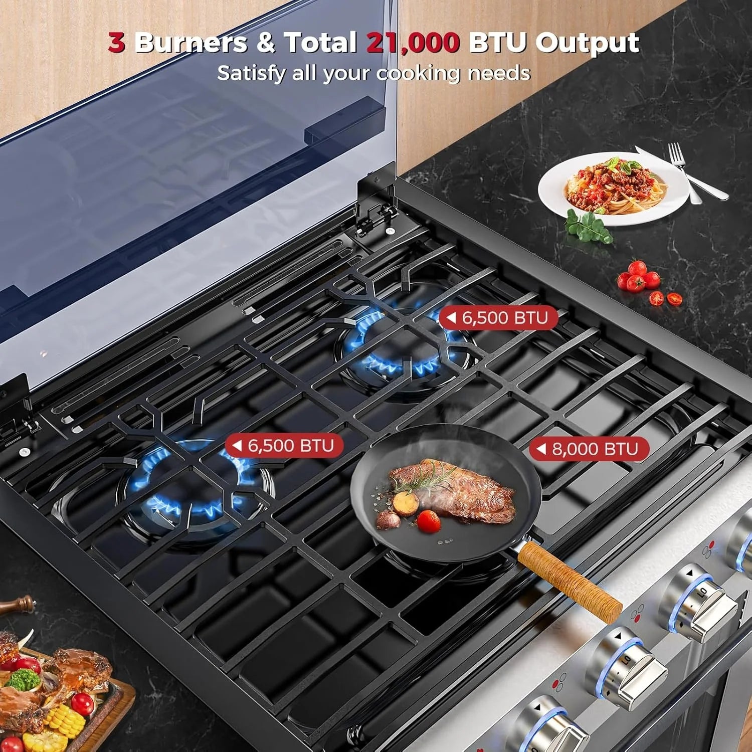 Camplux 21 Inches RV Stove Gas Range Oven 3 Burners Cooktop Nibeza Style