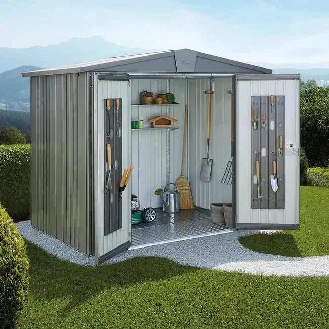 Biohort Europa garden shed, thickness 0.5 mm, 203x244x156 cm, grey, 2 batt. Nibeza Style