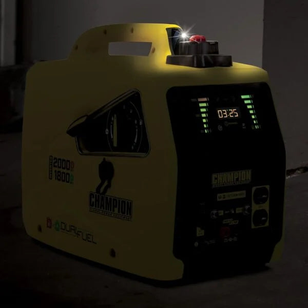 Champion 2000 Watt Dual Fuel Inverter Petrol Emergency Generator, 230V, EU Nibeza Style