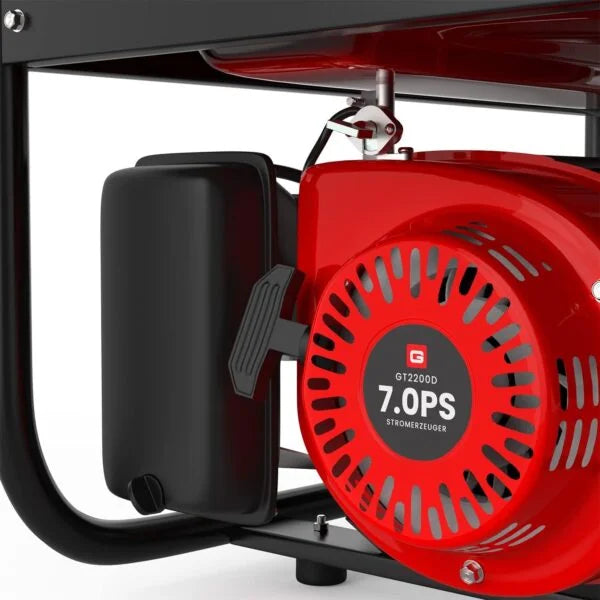 GENTOR Noodstroom Generator, Petrol, 2200 W, 7.0 pcs, 4-stroke engine, 2 x 230 V, 1 x 12 V, Pull start, for camping Nibeza Style