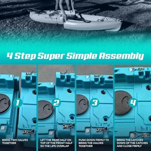 Reel Yaks Raptor Modular Fishing Kayak – 9.5ft Lightweight Sit On Top Kayak for Adults & Youth – Stable & Portable, Ideal Space-Saving Design for Travel – 380lbs Capacity Nibeza Style