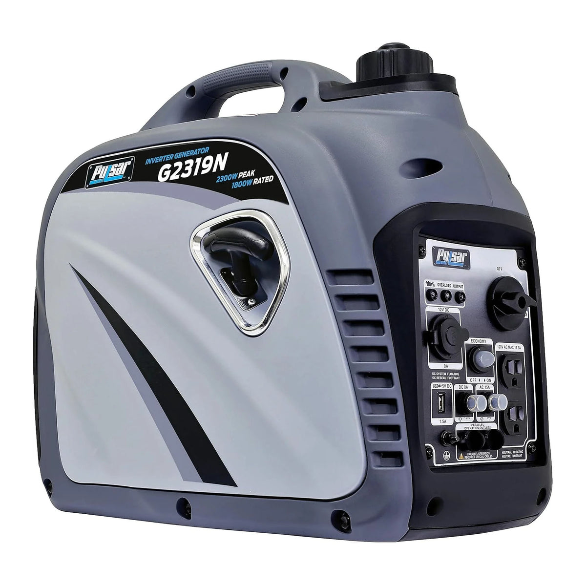 Pulsar 2300W Portable Gas Inverter Generator, Quiet, with USB Port and Parallel Connection, Compatible with Carburetors, G2319N – Grey Nibeza Style