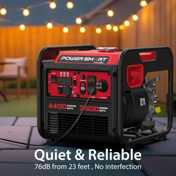 Powersmart 4400W Portable Inverter Generator, Recoil Start, 120V and 12V DC Output, Low Noise Design Nibeza Style