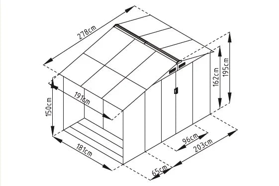 Gardiun Ontario 5.31m² Garden Shed Grey 278 x 191 x 195 cm Nibeza Style