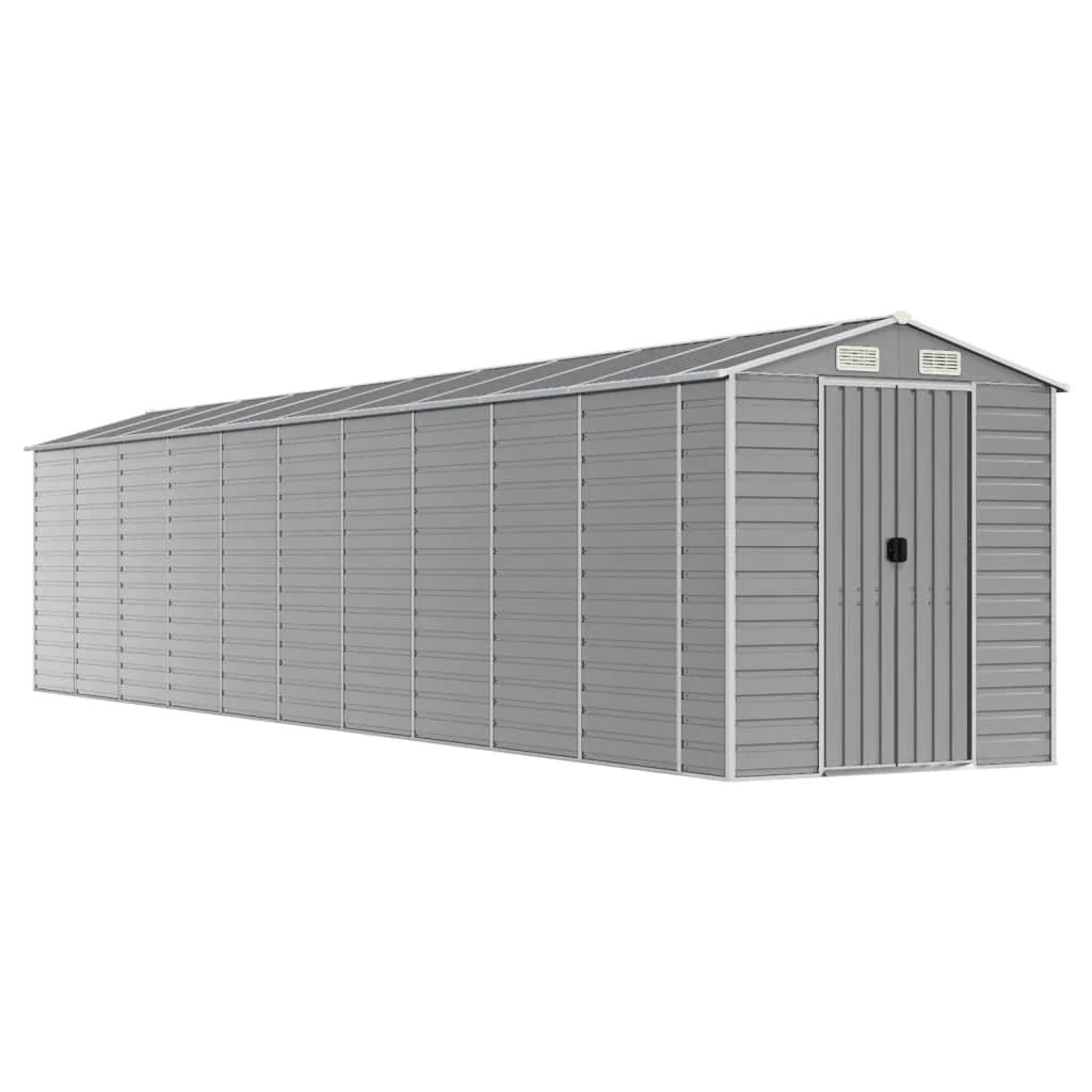 vidaXL Garden Shed Light Grey 191x895x198 cm Galvanised Steel Nibeza Style
