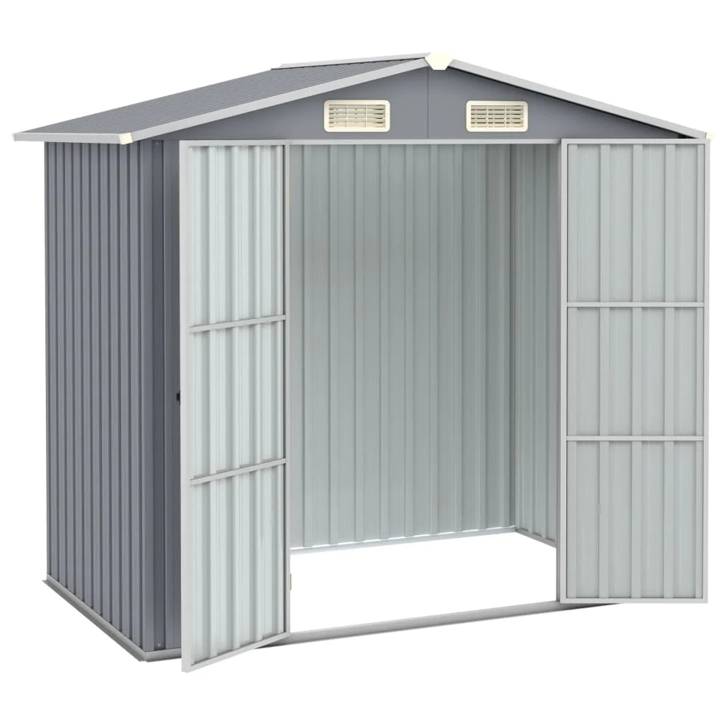 vidaXL Garden Shed 205x129x183 cm Galvanized Steel Nibeza Style