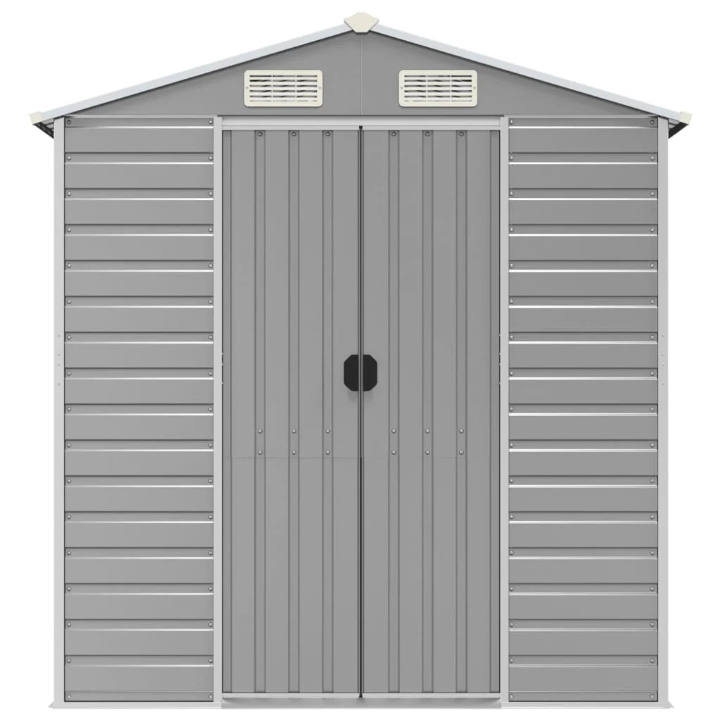 vidaXL Garden Shed Light Grey 191x895x198 cm Galvanised Steel Nibeza Style