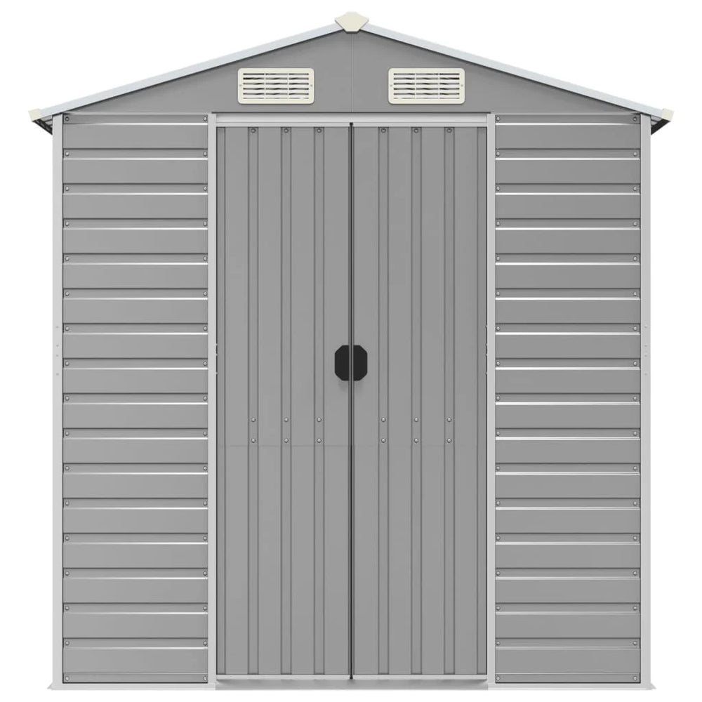 vidaXL Garden Shed Light Grey 191x895x198 cm Galvanised Steel Nibeza Style
