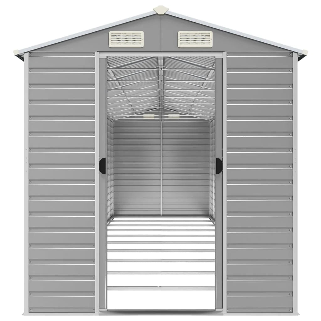 vidaXL Garden Shed Light Grey 191x895x198 cm Galvanised Steel Nibeza Style