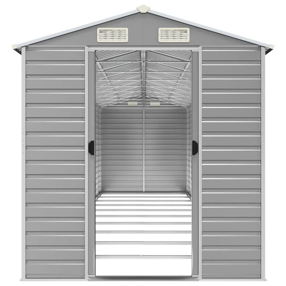 vidaXL Garden Shed Light Grey 191x895x198 cm Galvanised Steel Nibeza Style