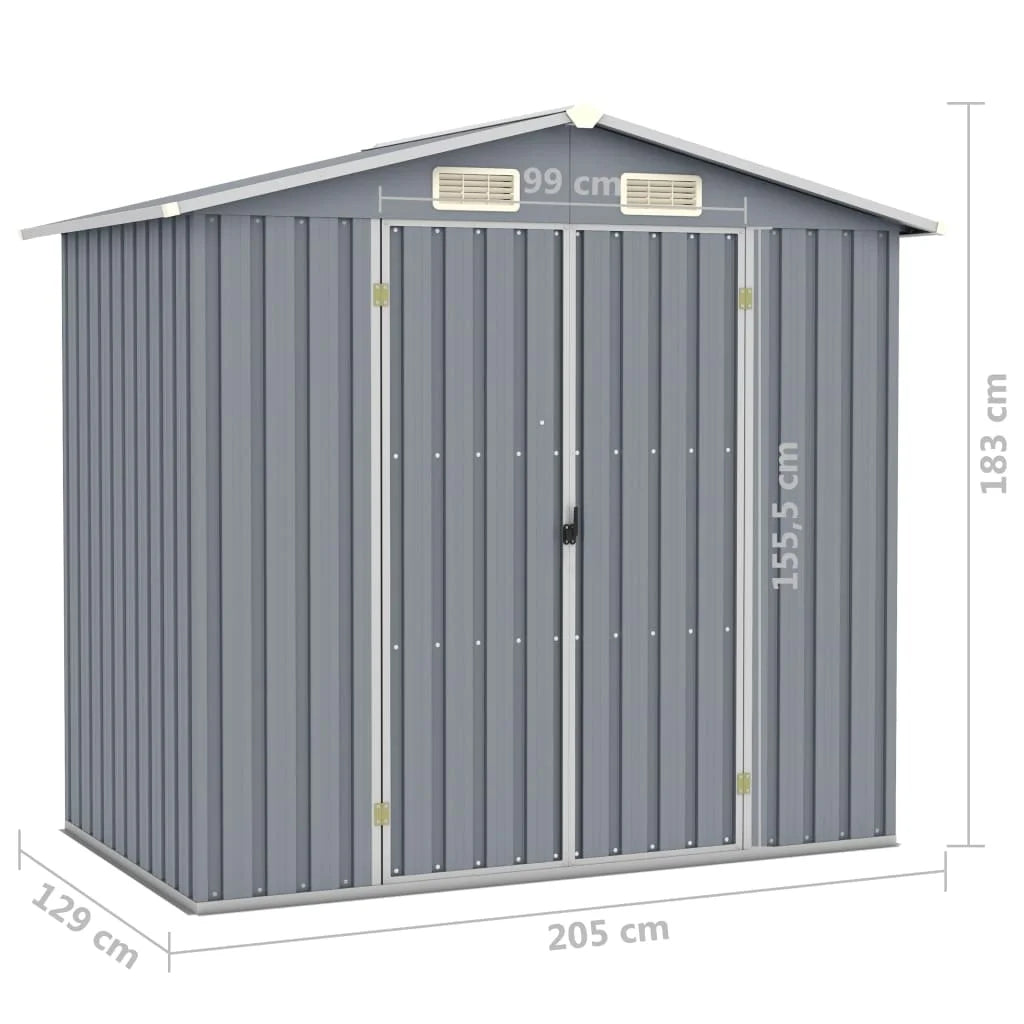 vidaXL Garden Shed 205x129x183 cm Galvanized Steel Nibeza Style