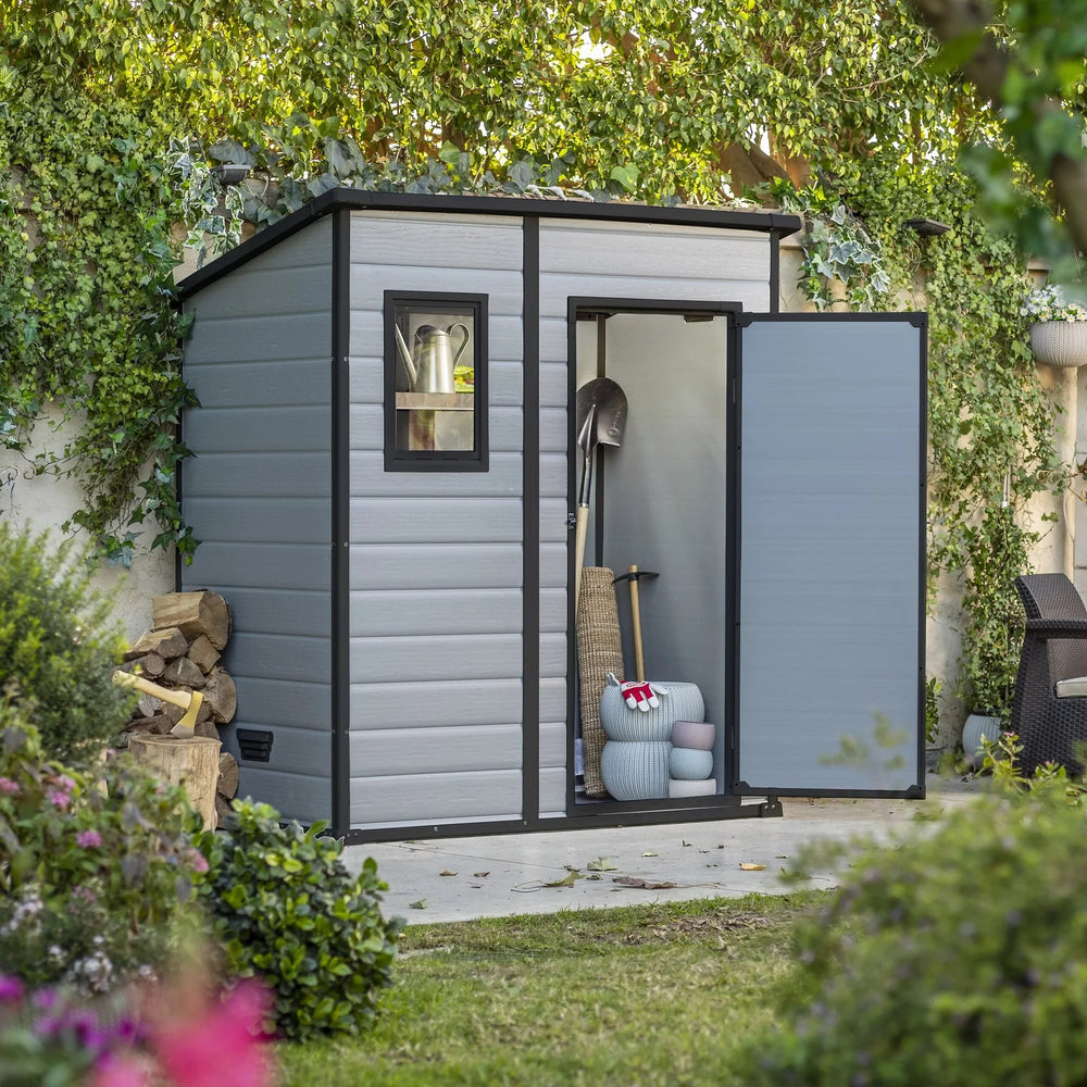 Klikstrom Senner 6X4 Ft Pent Grey Metal Shed With Floor & 1 Window Nibeza Style
