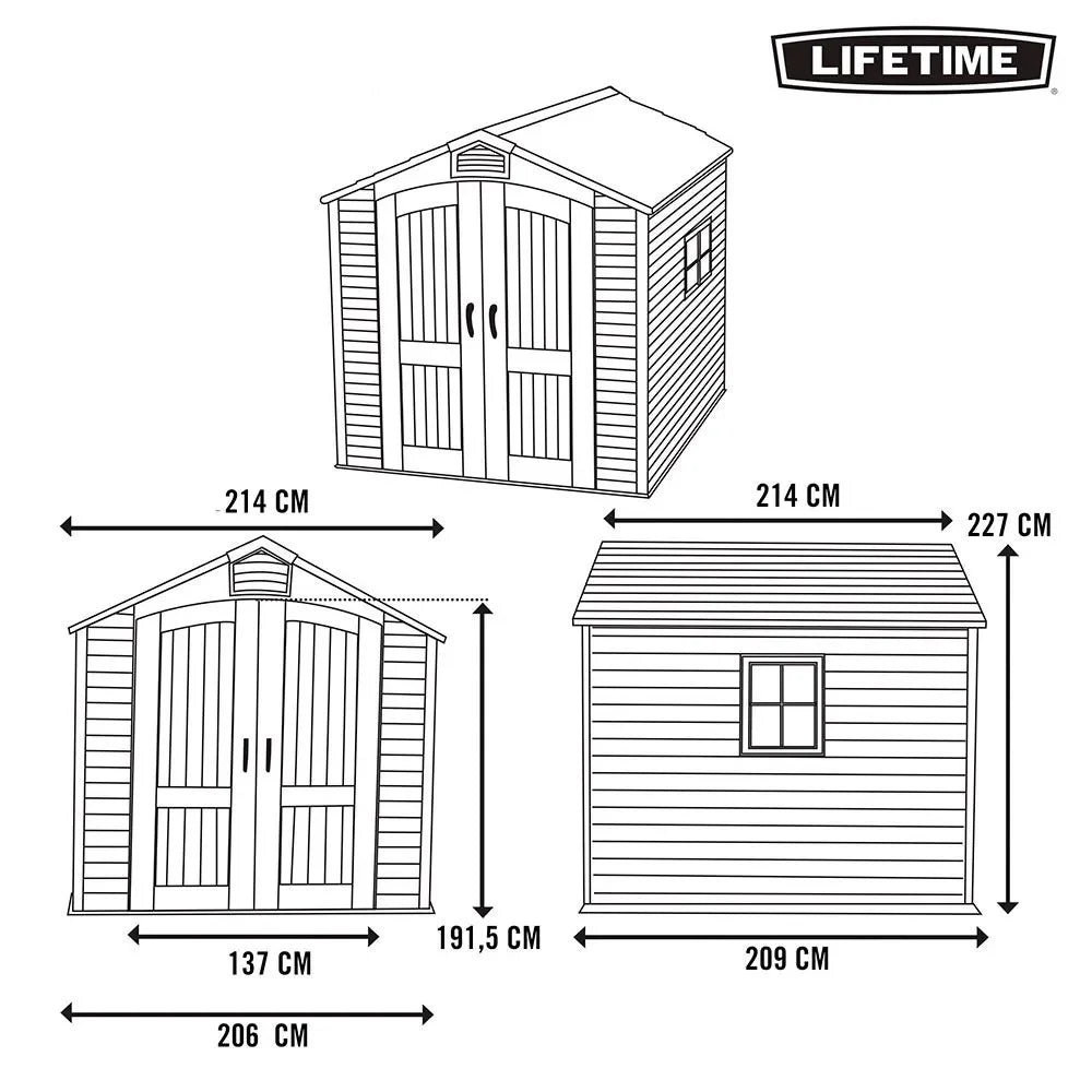 Lifetime Ultra-resistant Garden Shed with Window Uv100 214x213x227 Cm Nibeza Style