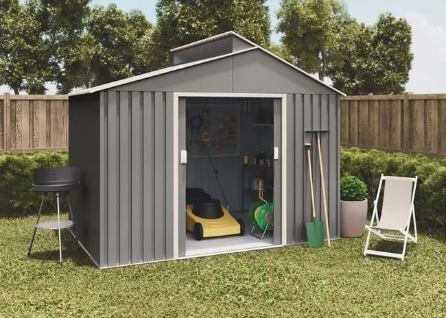 Lättsta 5.44m2 metal garden shed in premium metallic grey Nibeza Style
