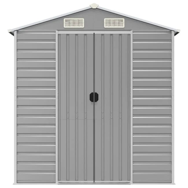 vidaXL Garden Shed Light Grey 191x385x198 cm Galvanised Steel Nibeza Style