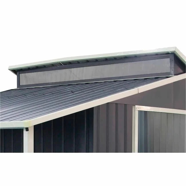 Gardiun Nottingham Metal Shed with Porch 3.78 m² Exterior 129x293x229 cm Galvanized Steel Anthracite Grey Nibeza Style