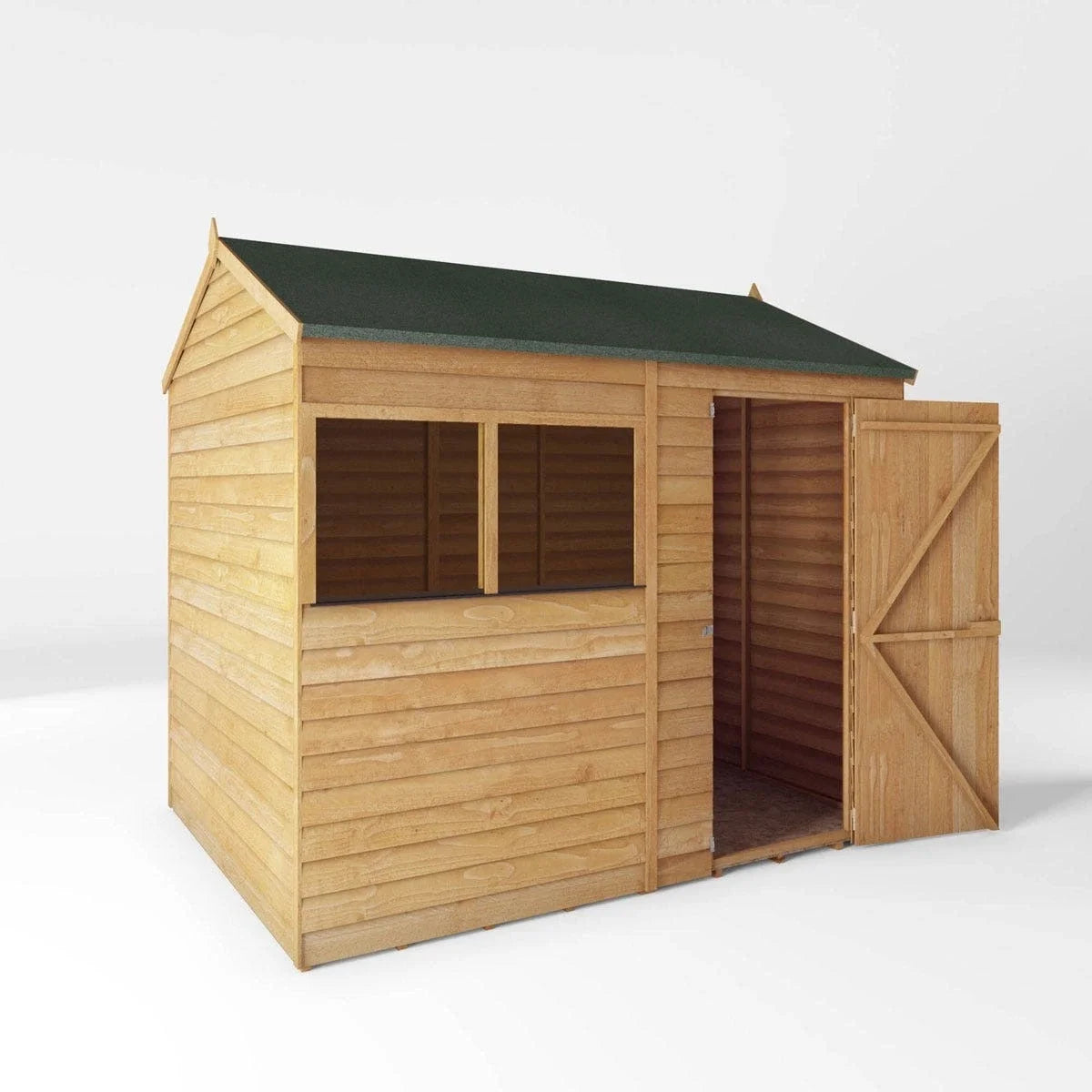 Mercia 8X6 Value Overlap Dip Treated Reverse Apex Shed With Installation in One Colour Nibeza Style