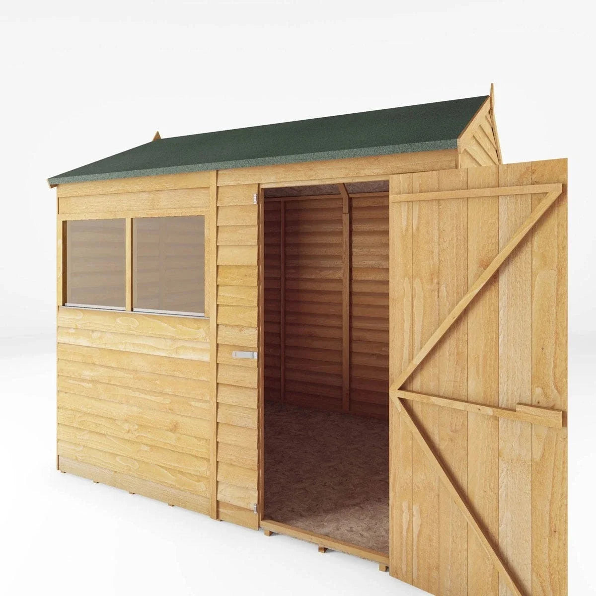Mercia 8X6 Value Overlap Dip Treated Reverse Apex Shed With Installation in One Colour Nibeza Style