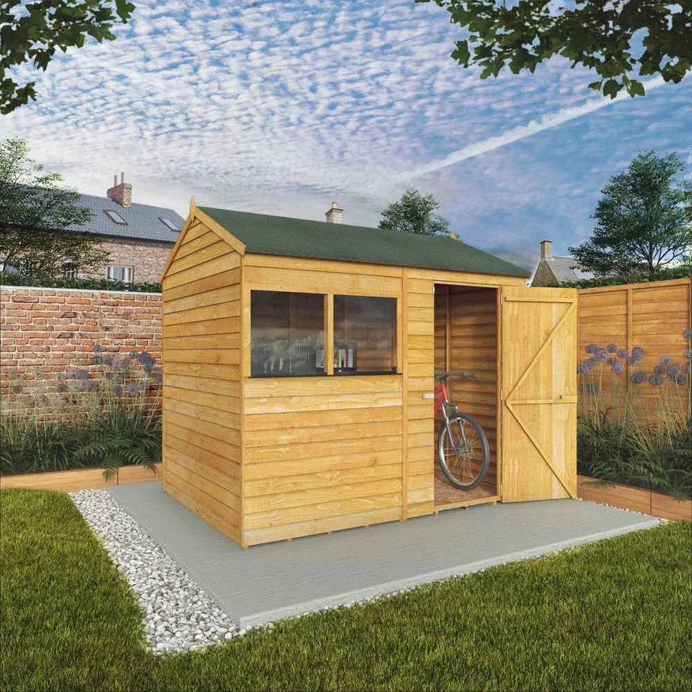 Mercia 8X6 Value Overlap Dip Treated Reverse Apex Shed With Installation in One Colour Nibeza Style